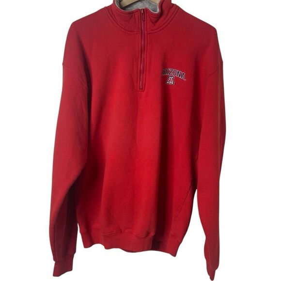 Vintage Arizona Wildcats NCAA Size XL 1/4 Zip Red Pullover Sweatshirt - Picture 1 of 11